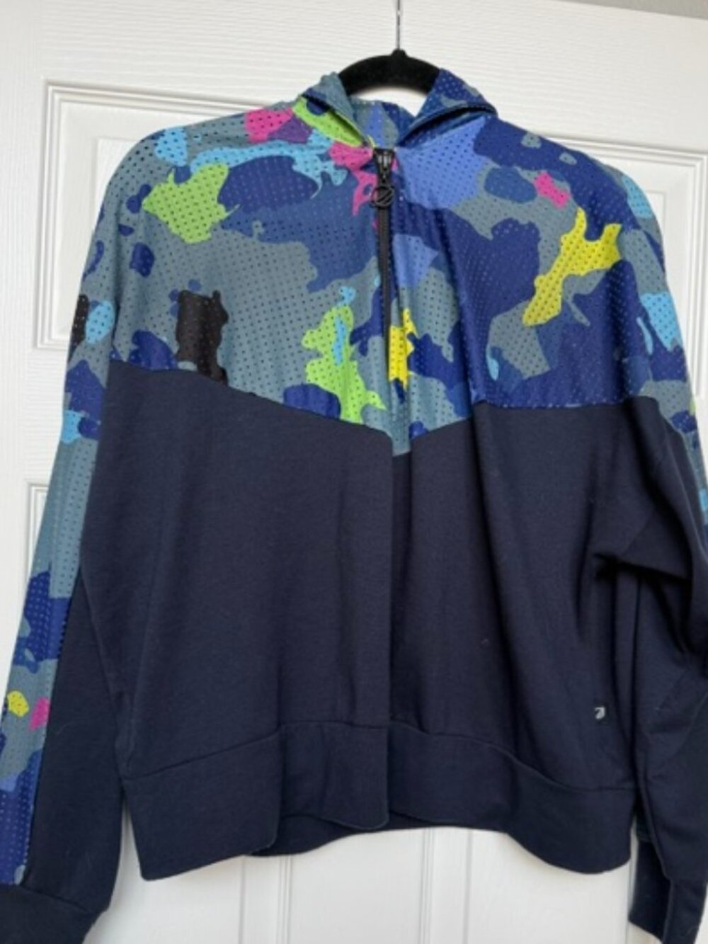 Terez Navy/Navy Camo 1/4 zip up Hoodie Jacket Top - Size Small